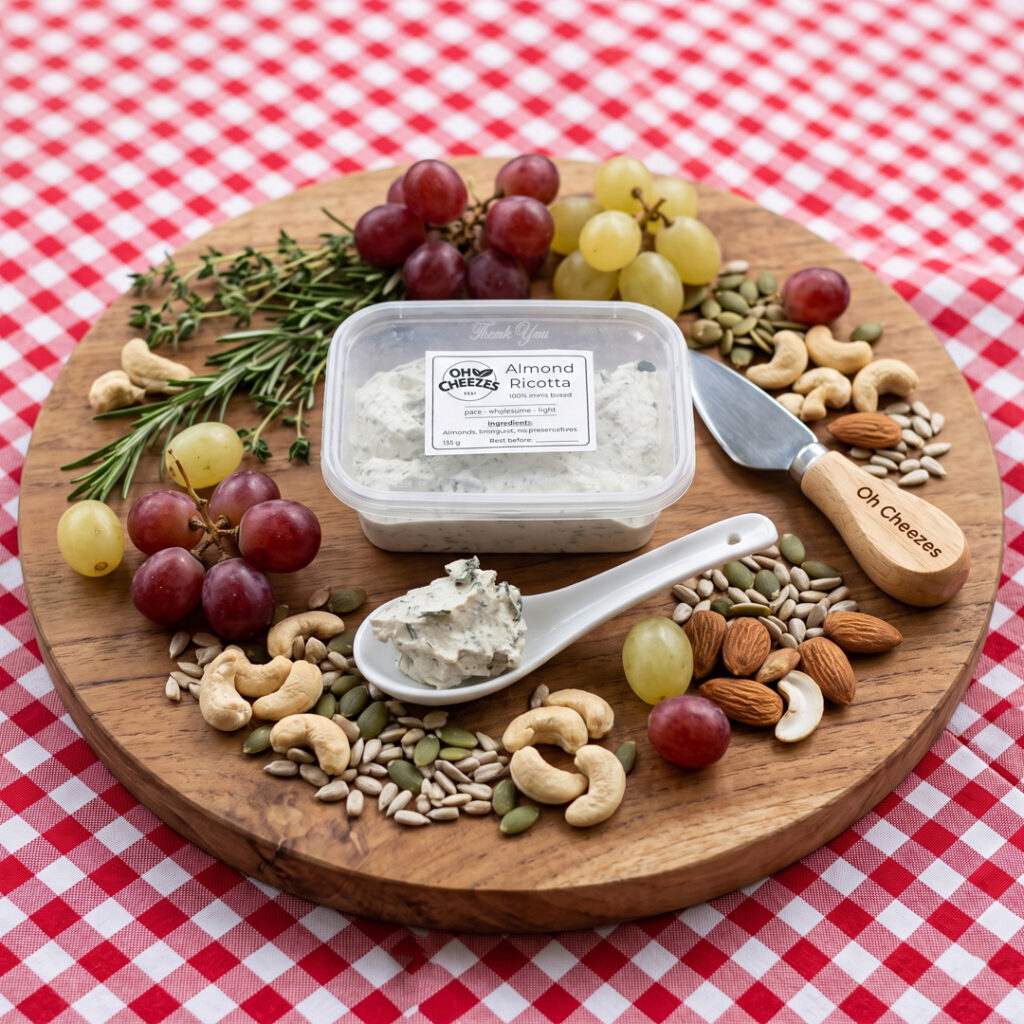 Almond Ricotta Almond Ricotta – Light and fluffy artisanal vegan ricotta cheese by Oh Cheezes Bali