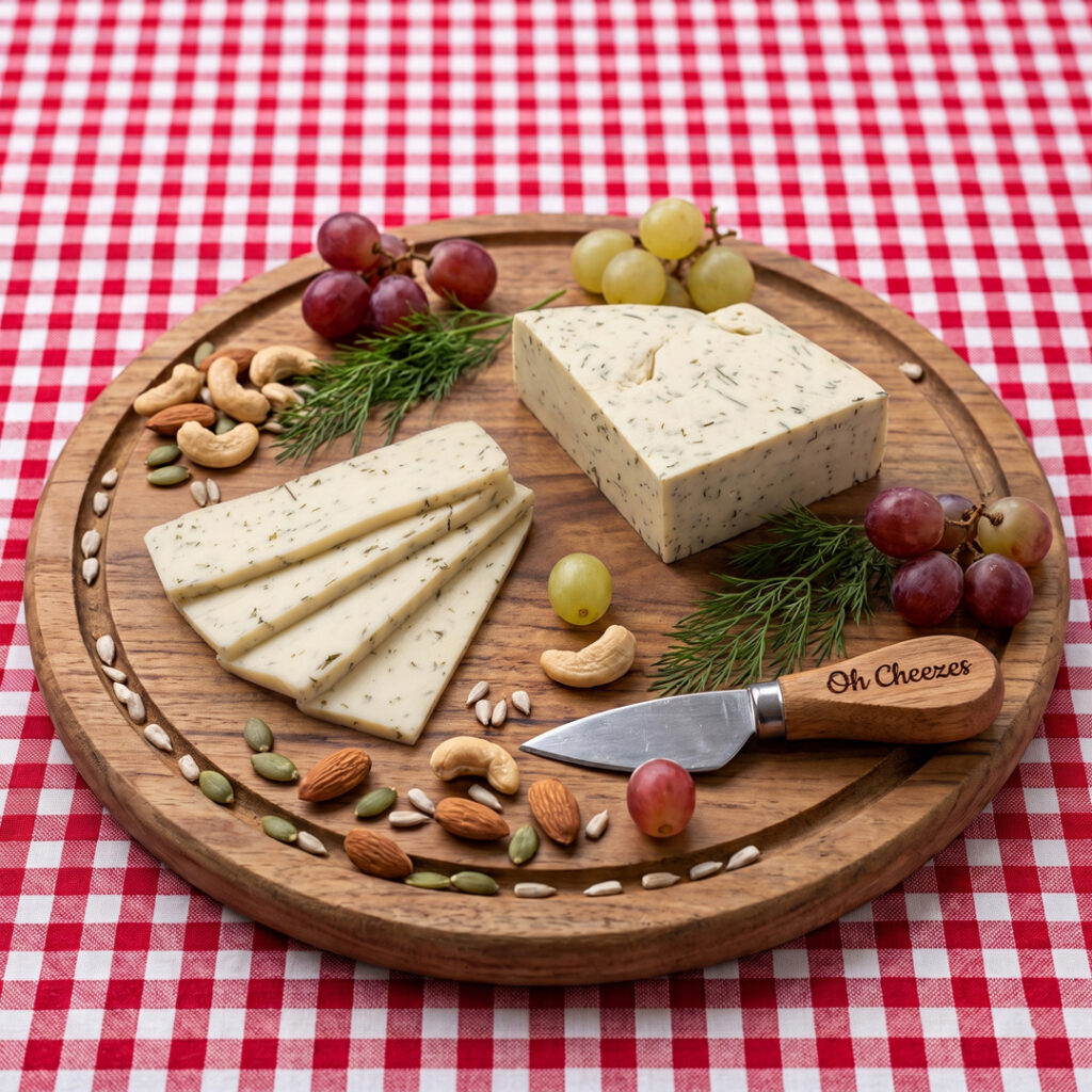 Dill Havarti Dill Havarti – Mild and creamy vegan cheese with fresh dill by Oh Cheezes Bali