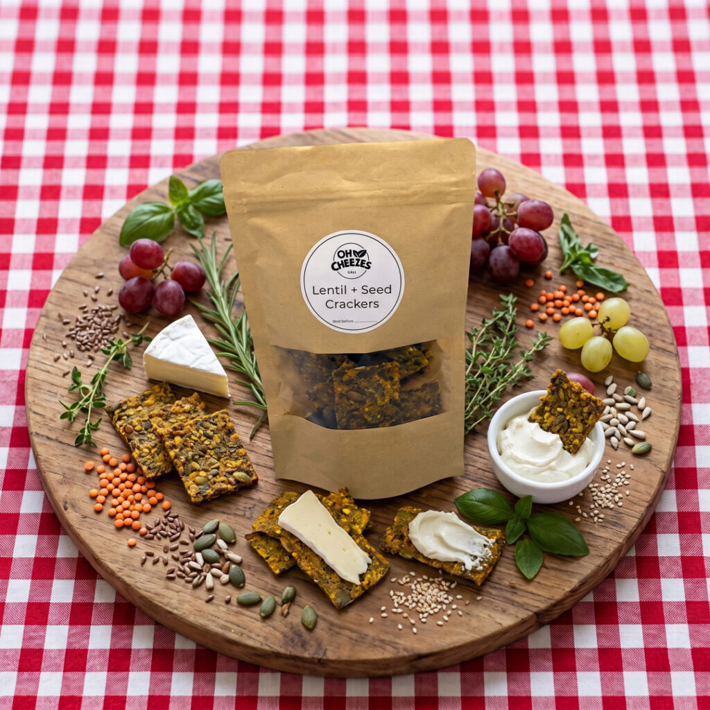 Lentil n Seed Crackers Lentil n Seed Crackers – Crunchy artisanal plant-based crackers by Oh Cheezes Bali